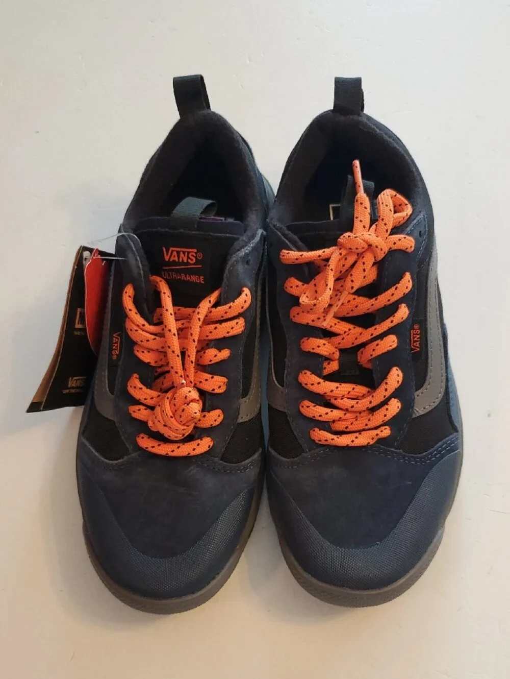 Vans Men’s Navy Sneakers with Bright Orange Laces